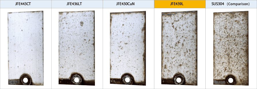 Field exposure test at a seashore on Okinawa, 4 years (surface polished to #600 finish)