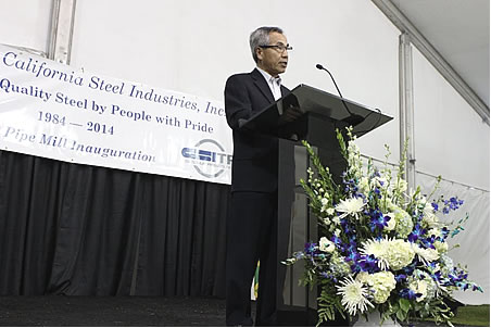 Toshiyuki Tamai, president and CEO of California Steel Industries, at the opening ceremony