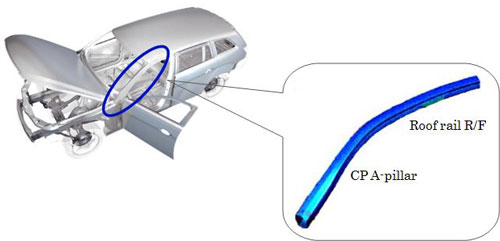 Front pillar (example of component produced with combined technologies)