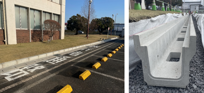 AMMコンクリートで製造した浸透側溝設置工事（スチール研究所（千葉地区））