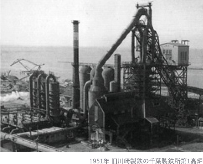 1951年 旧川崎製鉄の千葉製鉄所第1高炉